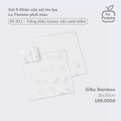 LP - Set 5 Khăn sữa sợi tre lụa La Pomme phối màu (30x30cm) - Trắng (Xanh biển) - FS - SS26.GM