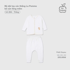 LP - Bộ dài tay cúc thẳng La Pomme bé cún lông mềm - Trắng - Newborn - SS26.T3B