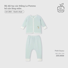 LP - Bộ dài tay cúc thẳng La Pomme bé cún lông mềm - Xanh nhạt - 0-3M - SS26.T3B