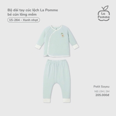LP - Bộ dài tay cúc lệch La Pomme bé cún lông mềm - Xanh nhạt - 0-3M - SS26.T3B