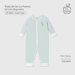 LP - Body dài tay La Pomme bé cún lông mềm - Xanh nhạt - 0-3M - SS26.T3B