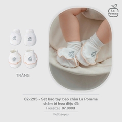 LP - Set bao tay bao chân La Pomme chấm bi hoa điệu đà - Trắng - FS - SS26.T3B