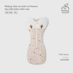 LP - Nhộng chũn sơ sinh La Pomme họa tiết hươu mềm mại - Be - M - SS26.T3B