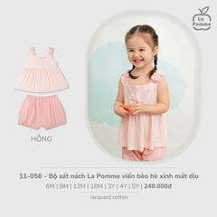 LP - Bộ sát nách La Pomme viền bèo hè xinh mát dịu - Hồng - 6-9M - SS26.T3C
