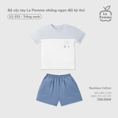 LP - Bộ cộc tay La Pomme những ngọn đồi kỳ thú - Trắng Xanh - 12-18M - SS26.T3B