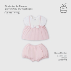 LP - Bộ cộc tay La Pomme giả yếm tiểu thư ngọt ngào - Hồng - 6-9M - SS26.T3B