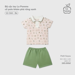 LP - Bộ cộc tay La Pomme cổ polo khám phá rừng xanh - Be - 9-12M - SS26.T3B