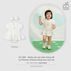 LP - Body cộc tay kèm băng đô La Pomme Deluxe bông hoa của mẹ - Trắng - 9-12M - SS26.T3B
