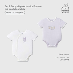 LP - Set 2 Body chip cộc tay La Pomme thỏ con bồng bềnh - Trắng Tím - 3-6M - SS26.T3B