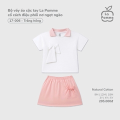 LP - Bộ váy áo cộc tay La Pomme cổ cách điệu phối nơ ngọt ngào - Trắng Hồng - 3-4Y - SS26.T3C