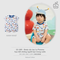 LP - Body cộc tay La Pomme họa tiết những người bạn trong vườn - Xanh nhạt - 3-6M - SS26.T3B
