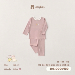 EMBES - Bộ dài tay giao mùa embes - 26-K1-05 - Hồng - 2-3Y