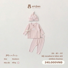 EMBES - Bộ newborn kèm mũ embes bunny - 26-B1-07 - Hồng - Newborn