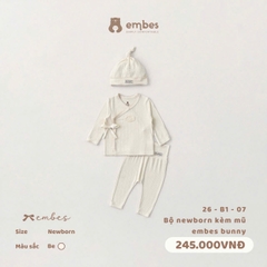 EMBES - Bộ newborn kèm mũ embes bunny - 26-B1-07 - Be - Newborn