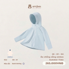 EMBES - Áo chống nắng embes Summer Time - 26-K1-04 - Xanh Dương - 3-4Y