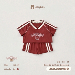 EMBES - Bộ cộc embes Let's go - 26-K1-17 - Đỏ - 2-3Y
