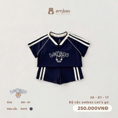 EMBES - Bộ cộc embes Let's go - 26-K1-17 - Xanh - 9-12M