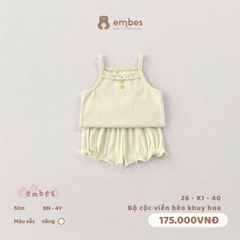 EMBES - Bộ cộc viền bèo khuy hoa - 26-K1-40 - Vàng - 9-12M SS26.T3C