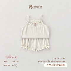 EMBES - Bộ cộc viền bèo khuy hoa - 26-K1-40 - Be - 9-12M SS26.T3C