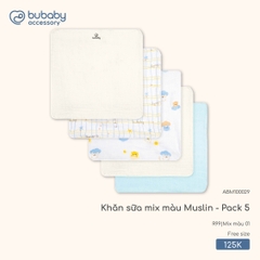 Khăn sữa mix màu Muslin - Pack 5 | Free size - Mix màu 01