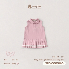EMBES - Váy polo phối viền trang trí - 26-K1-39 - Hồng - 12-18M - SS26.T4A