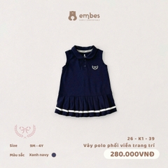 EMBES - Váy polo phối viền trang trí - 26-K1-39 - Xanh navy - 3-4Y - SS26.T4A