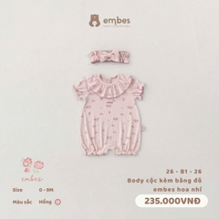EMBES - Body cộc kèm băng đô embes hoa nhí - 26-B1-26 - Hồng - 3-6M - SS26.T4A