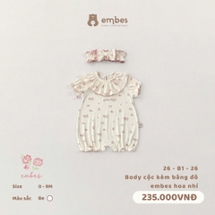 EMBES - Body cộc kèm băng đô embes hoa nhí - 26-B1-26 - Be - 3-6M - SS26.T4A