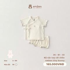 EMBES - Bộ cộc tay cài chéo embes tiny bunny - 26-B1-33 - Be - 6-9M - SS26.T4A