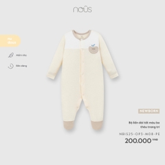 NOUS - Bộ liền dài tất màu be thêu trang trí - Newborn - SS26.T4A