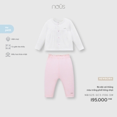 NOUS - Bộ dài cài thẳng màu trắng phối hồng nhạt - Newborn - SS26.T4A