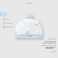 NOUS - Mũ tròn trắng họa tiết sushi đính vương miện xanh - Newborn - SS26.T4A