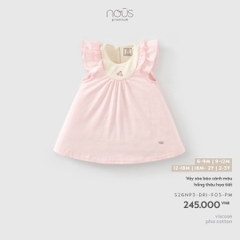 NOUS - Váy xòe bèo cánh màu hồng thêu họa tiết - 18-24M - SS26.T4A0