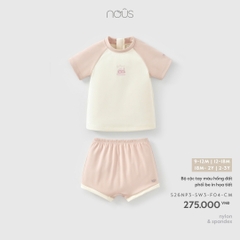 NOUS - Bộ cộc tay màu hồng đất phối be in họa tiết - 18-24M - SS26.T4A