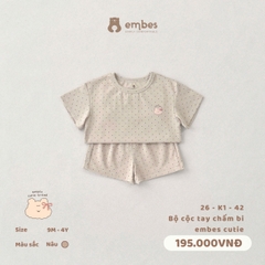 EMBES - Bộ cộc tay chấm bi embes - 26-K1-42 - Nâu - 9-12M -SS26.T4A
