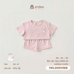 EMBES - Bộ cộc tay chấm bi embes - 26-K1-42 - Hồng - 2-3Y -SS26.T4A