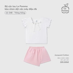 LP G20 - Bộ cộc tay La Pomme bèo nhún dệt vân mây điệu đà - Trắng hồng - 9-12M - SS26.T4A