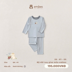 EMBES - Bộ dài tay giao mùa embes - 26-K1-05 - Xanh dương - 2-3Y -SS26.T4A
