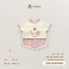 EMBES - Bộ cộc phối màu embes Grocery - 26-K2-12 - Hồng - 3-4Y - SS26.T4B