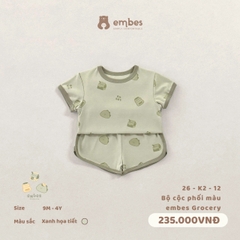 EMBES - Bộ cộc phối màu embes Grocery - 26-K2-12 - Xanh họa tiết - 12-18M - SS26.T4B