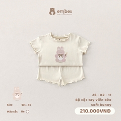 EMBES - Bộ cộc tay viền bèo soft bunny - 26-K2-11 - Be - 18-24M - SS26.T4B