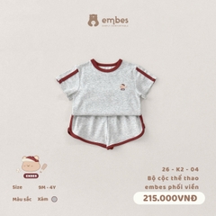EMBES - Bộ cộc thể thao embes phối viền - 26-K2-04 - Xám - 12-18M - SS26.T4B