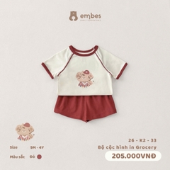 EMBES - Bộ cộc hình in embes Grocery - 26-K2-33 - Đỏ - 2-3Y - SS26.T4B