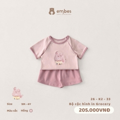 EMBES - Bộ cộc hình in embes Grocery - 26-K2-33 - Hồng - 3-4Y - SS26.T4B