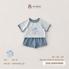 EMBES - Bộ cộc hình in embes Grocery - 26-K2-33 - Xanh Dương - 2-3Y - SS26.T4B