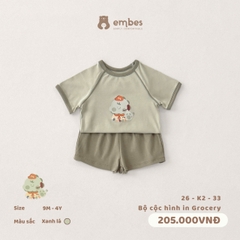 EMBES - Bộ cộc hình in embes Grocery - 26-K2-33 - Xanh lá - 3-4Y - SS26.T4B