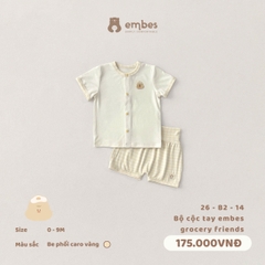EMBES - Bộ cộc tay embes grocery friends be phối - 26-B2-14 - Caro vàng - 6-9M - SS26.T4B