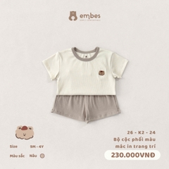 EMBES - Bộ cộc phối màu mác in trang trí - 26-K2-24 - Nâu - 3-4Y - SS26.T4B