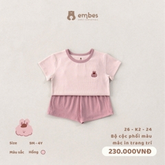 EMBES - Bộ cộc phối màu mác in trang trí - 26-K2-24 - Hồng - 12-18M - SS26.T4B