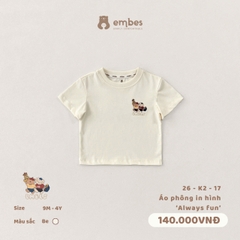 EMBES - Áo phông in hình Always fun - 26-K2-17 - Be - 3-4Y - SS26.T4B